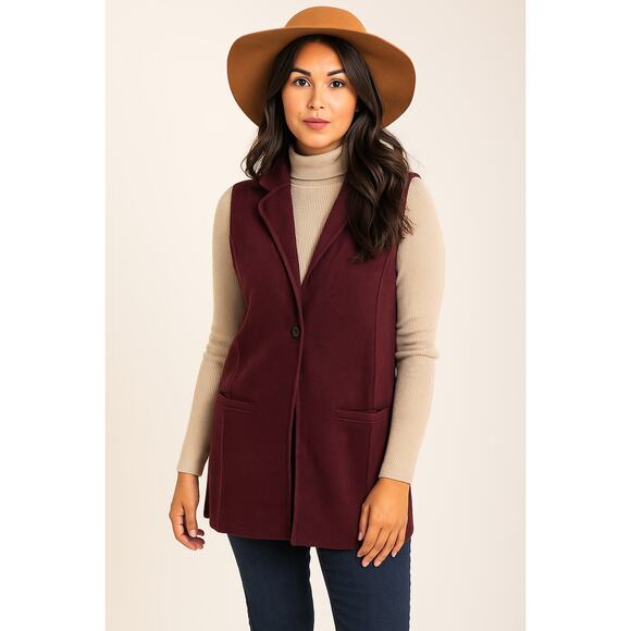Talbots Maroon Sleeveless Sweater Jacket - Picture 1 of 7